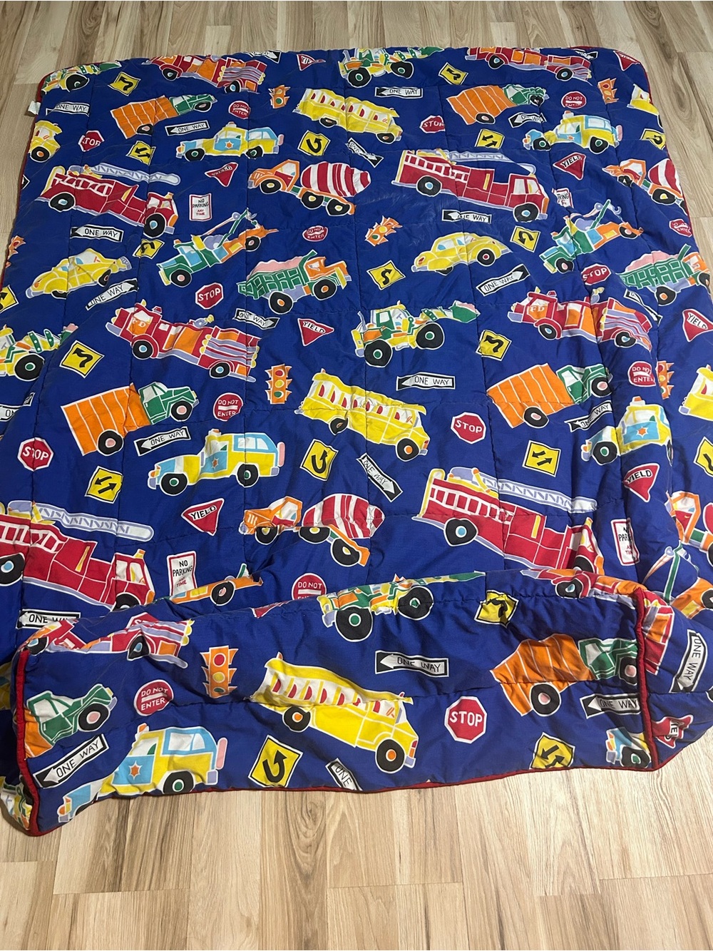 Kids Comforter - Blue Construction & Vehicles Print